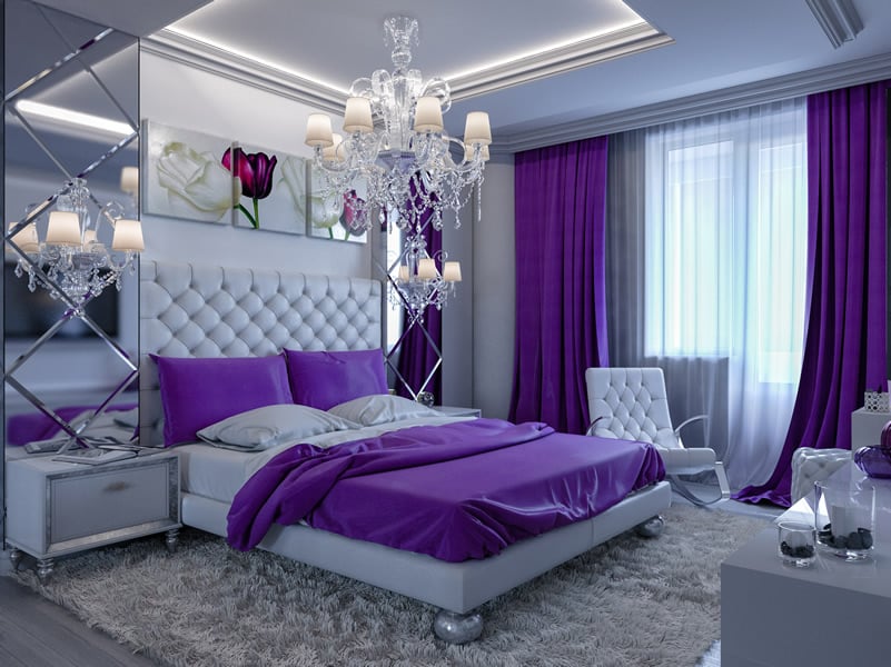 Diseños y decoración de dormitorios morados
